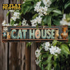 2D Flat, 1pc Vintage "CAT HOUSE" Metal Wall Sign - Rustic Aluminum Decorative Plaque With Colorful Cat Illustrations, 4x16 Inch Country Style Wall Art For Cattery, Pet Store, Home Decor (Halloween/Christmas/Thanksgiving), Cat Wall Art, Cattery Decora